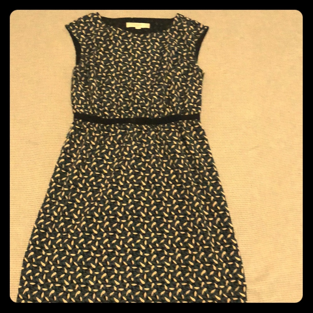 Petite xs midi dressin silky lined foliage print